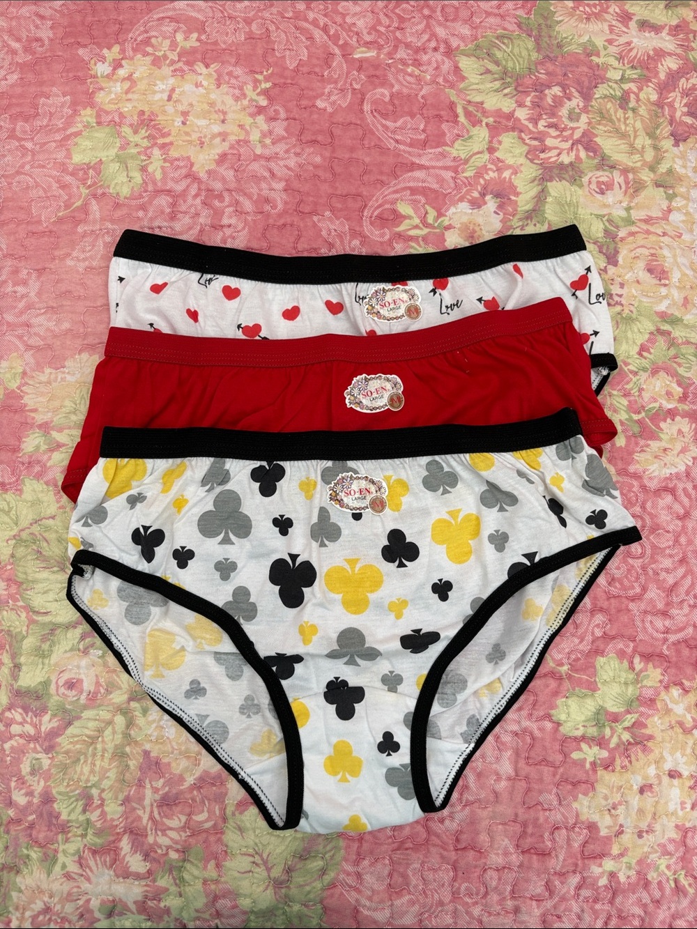 3-Pack Women’s Cotton Briefs - Red, White & Patterned